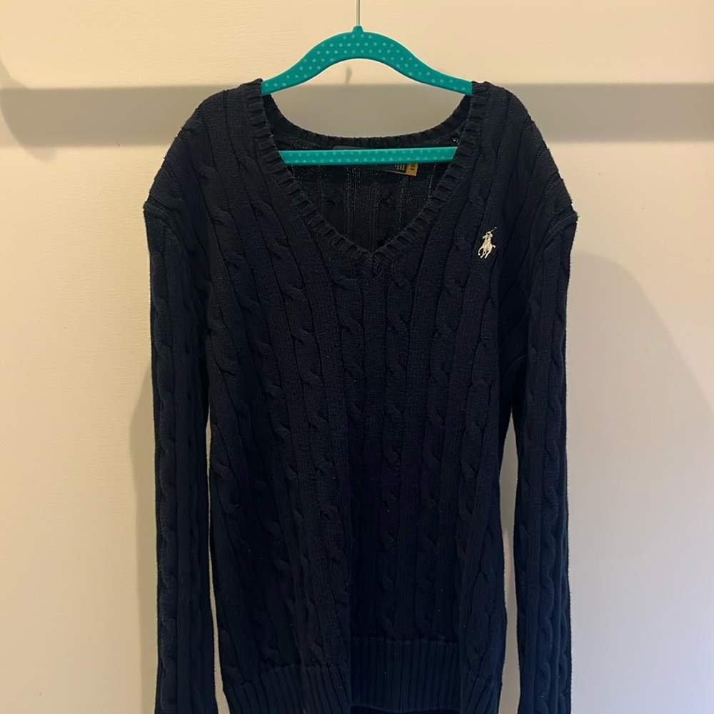 Ralph Lauren - Navy V-Neck Sweater - S